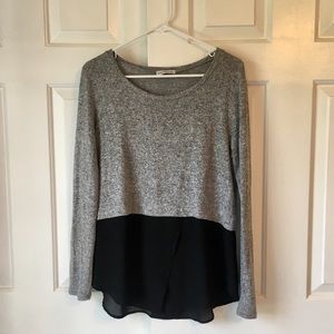 Dainty Hooligan Long Sleeve Gray and Black Top